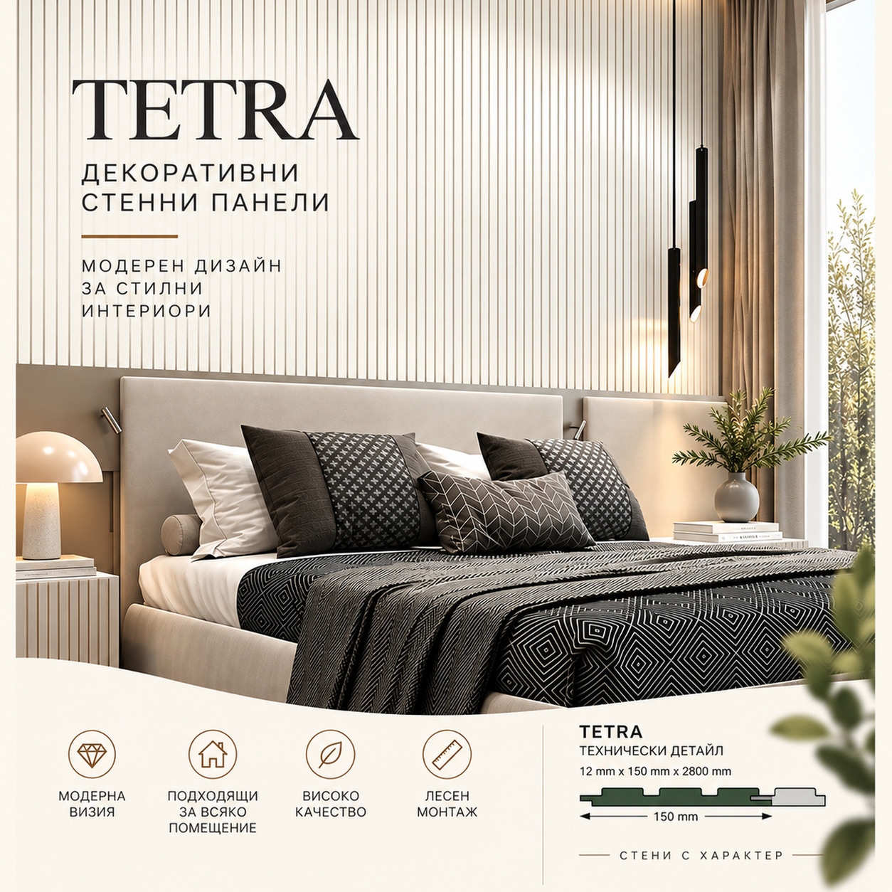 Декоративен стенен панел TETRA